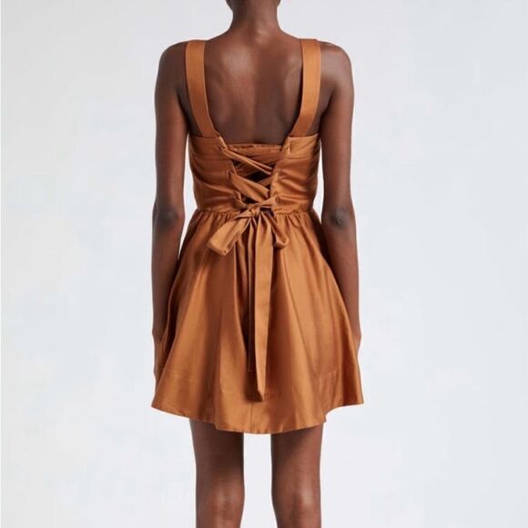 Alice + Olivia Saige Lace-up Back Poplin Minidress size 6 - Picture 6 of 13